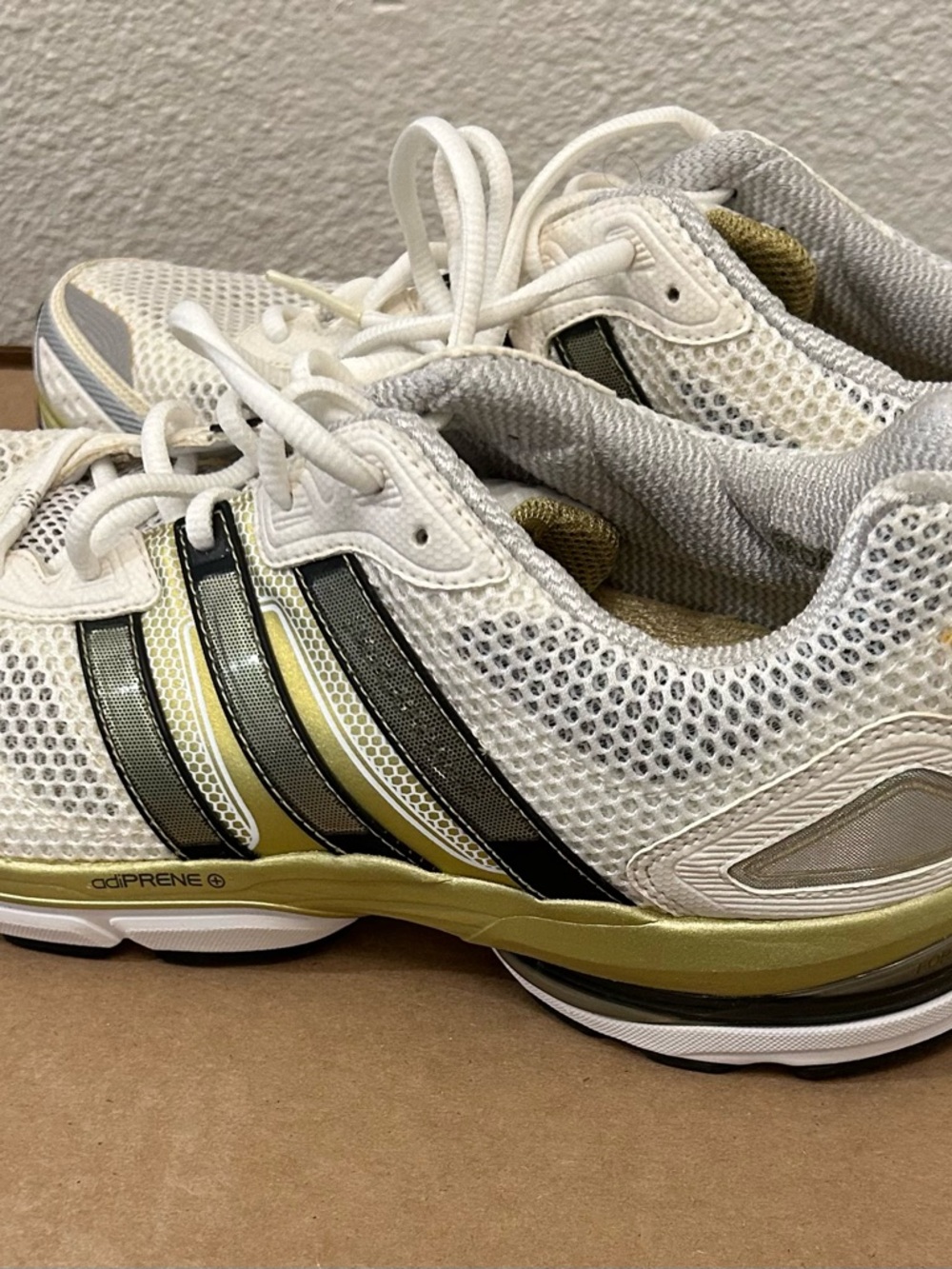 Adidas Mesh Athletic Sneakers with Black & Gold Accents